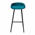 Tabouret de bar Kick Finn Haut - Velour - Bleu