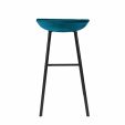 Tabouret de bar Kick Finn Haut - Velour - Bleu