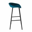 Tabouret de bar Kick Finn Haut - Velour - Bleu