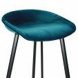 Tabouret de bar Kick Finn Haut - Velour - Bleu