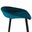 Tabouret de bar Kick Finn Haut - Velour - Bleu