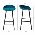 Tabouret de bar Kick Finn Haut - Velour - Bleu