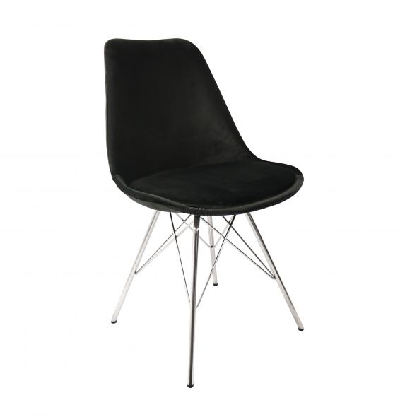 Kick Kuipstoel Velvet Zwart - Chroom Frame - Noir