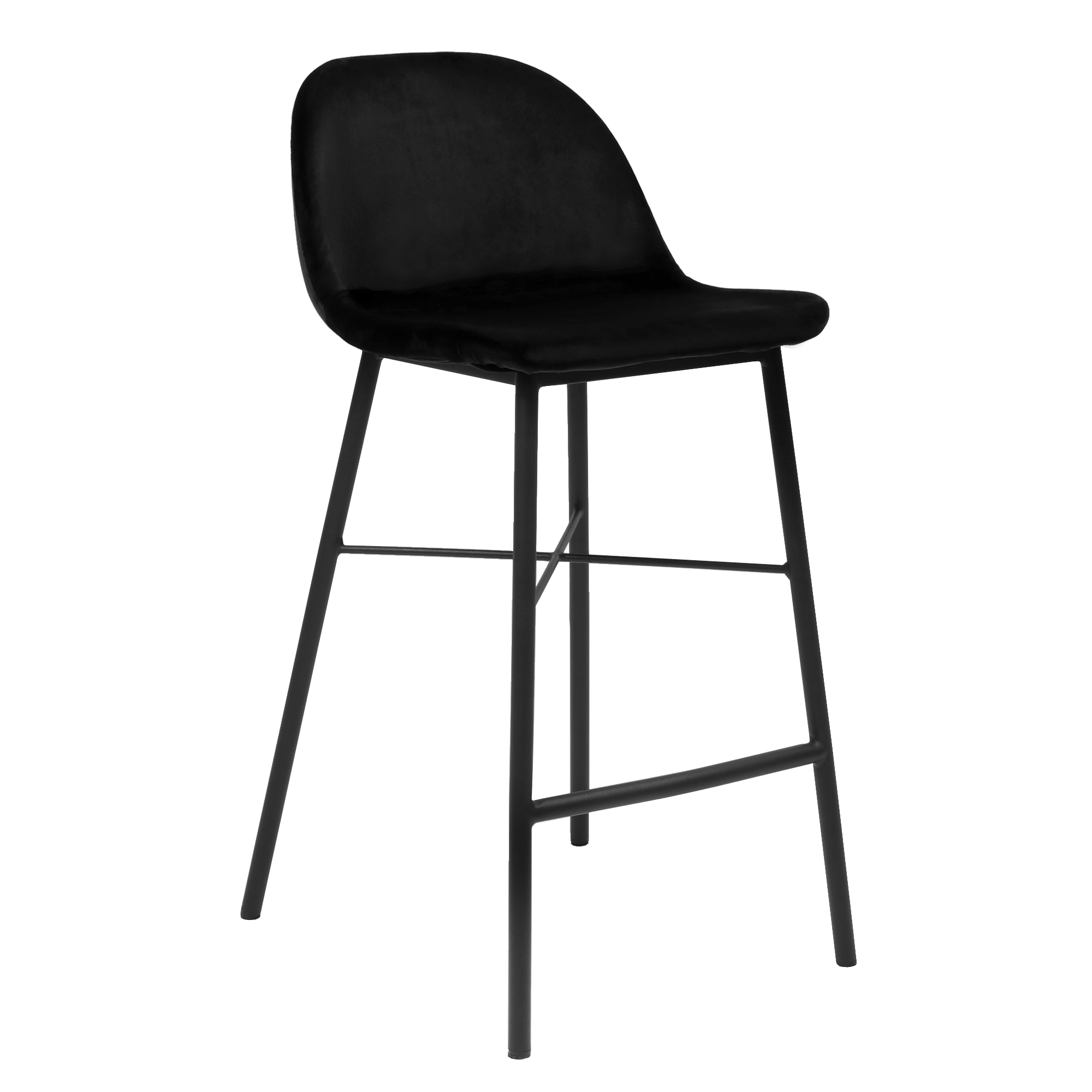 Tabouret de bar Medina Home Cohoes - Tabouret - Chaise de bar - Look  velours - Zwart 